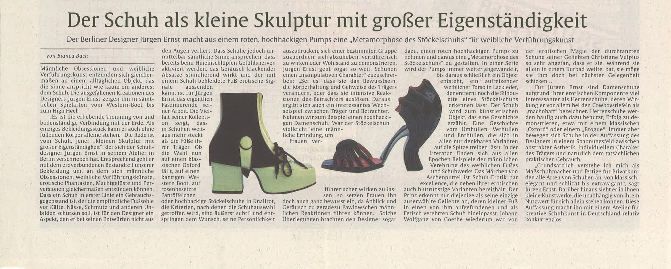 Jürgen Ernst - Der Herr Der Schuhe - 1999 Stuttgarter Zeitung - Metamorphose der Stöckelschuhs