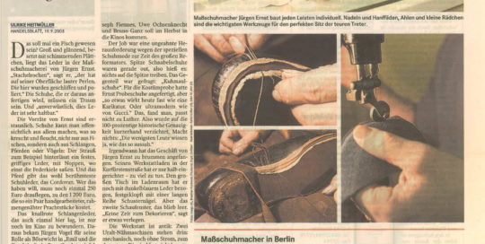 Jürgen Ernst - Der Herr Der Schuhe - 2003 Handelsblatt - Bericht