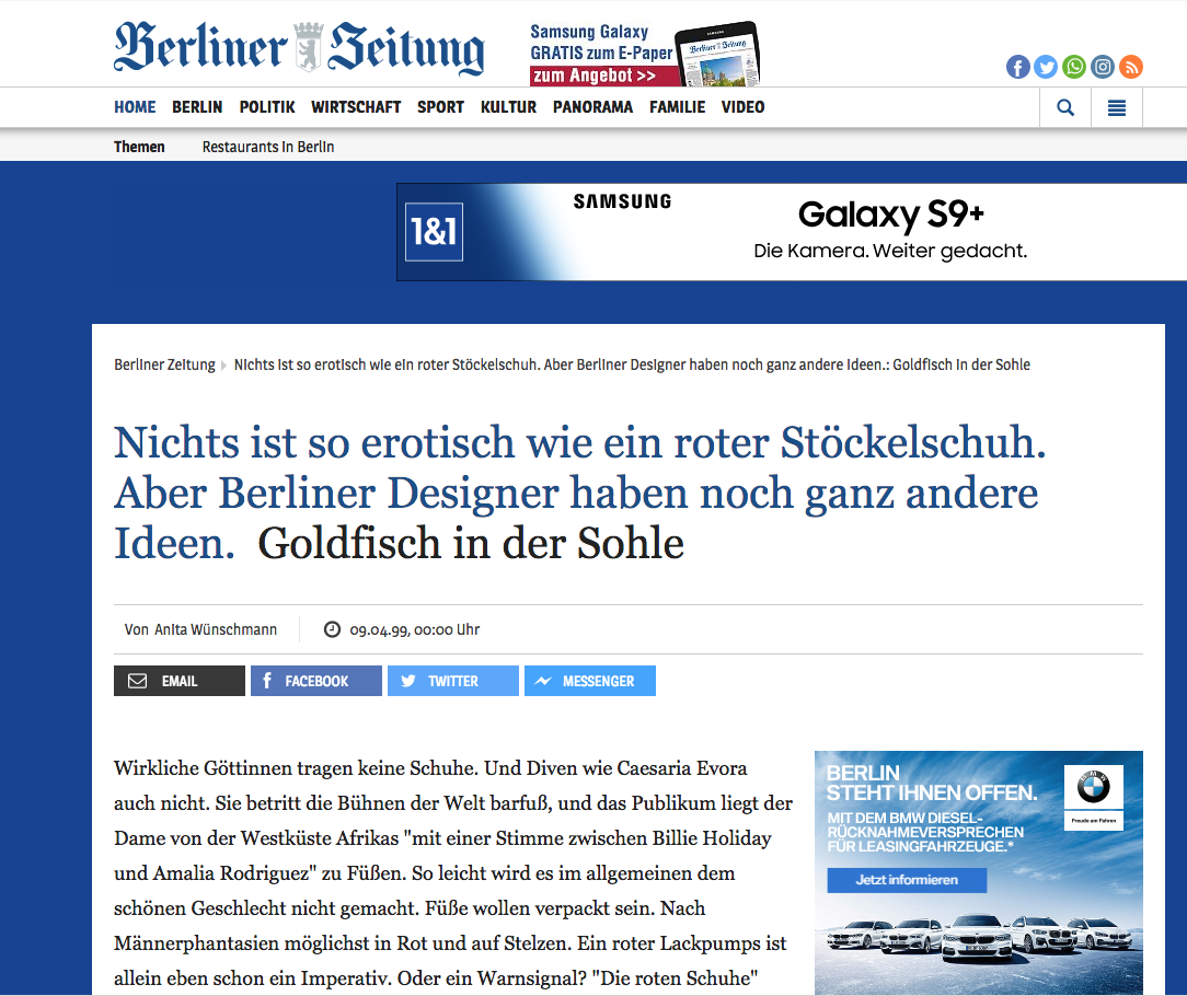Presse Ausschnitt der Berliner Zeitung Online Maßschuhmacher-Meister Jürgen Ernst