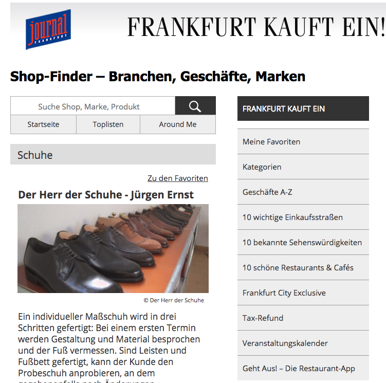 Maßschuhe, Der Herr der Schuhe - Jürgen Ernst, Frankfurt, Journal Frankfurt
